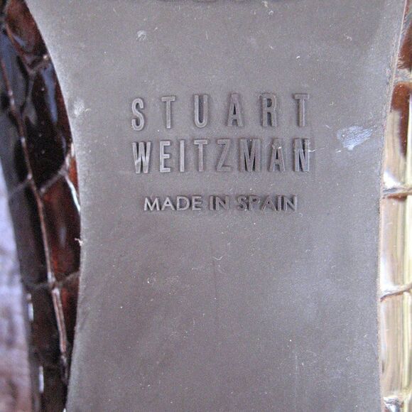 Stuart Weitzman Patent Faux Croc Pumps Heels Shoes - Picture 10 of 10